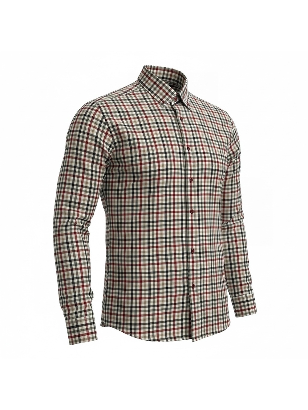 Haupt Men's Long Sleeve Button-Up Plaid Shirt Size XL Brown,